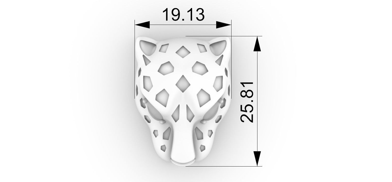 Panther Head Pendant chain behind 3D print model_5