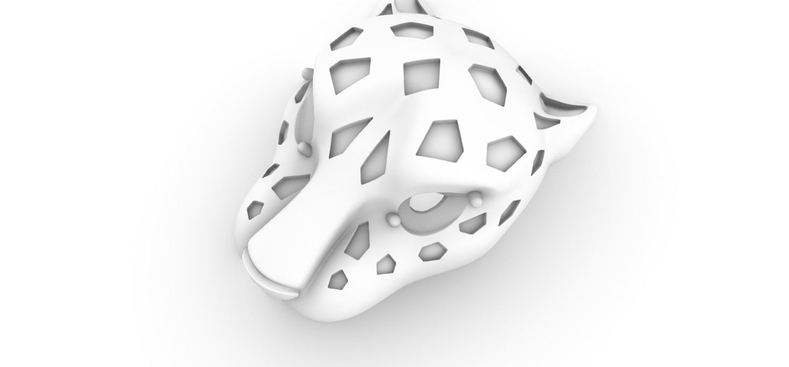 Panther Head Pendant chain behind 3D print model_15