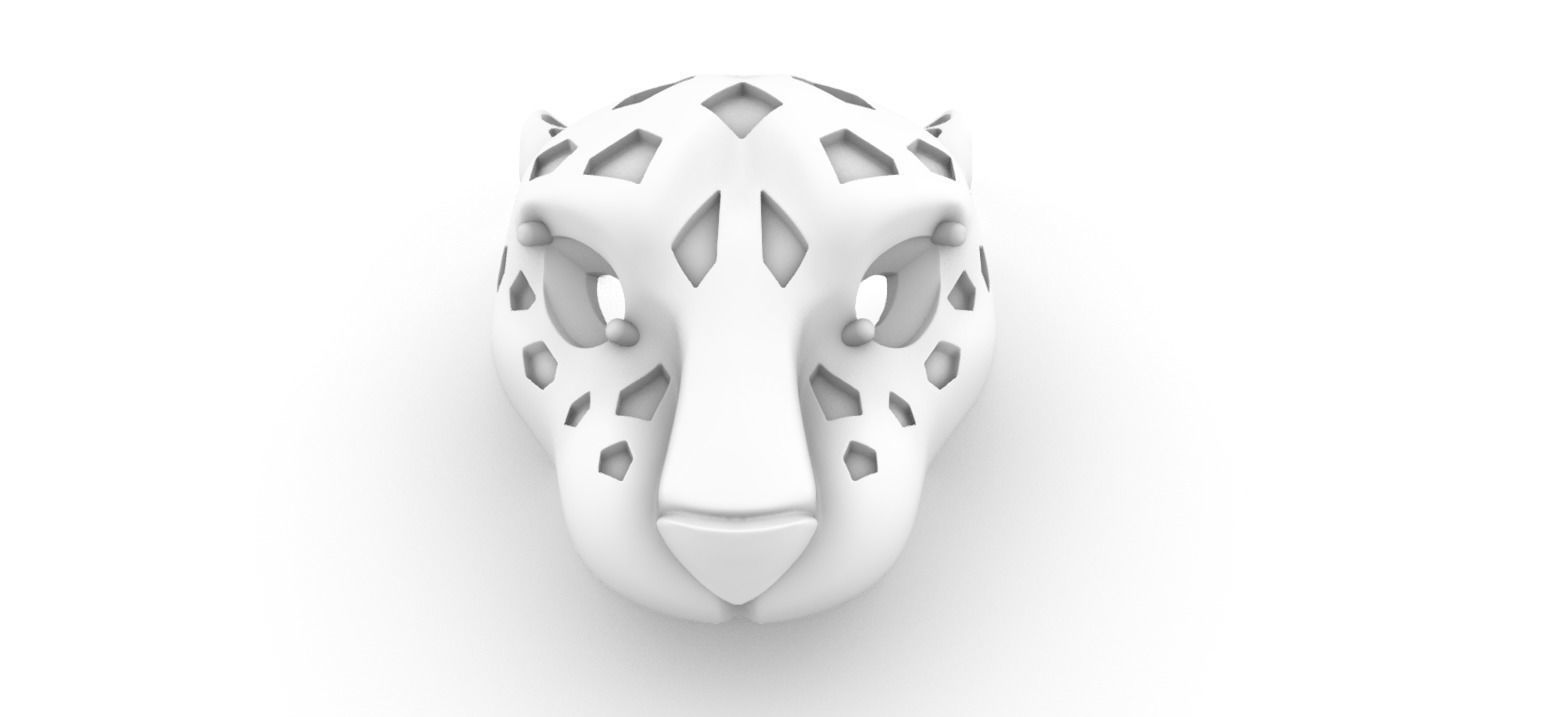 Panther Head Pendant chain behind 3D print model_12