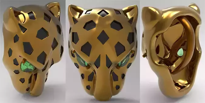 Panther Head Pendant chain behind 3D print model