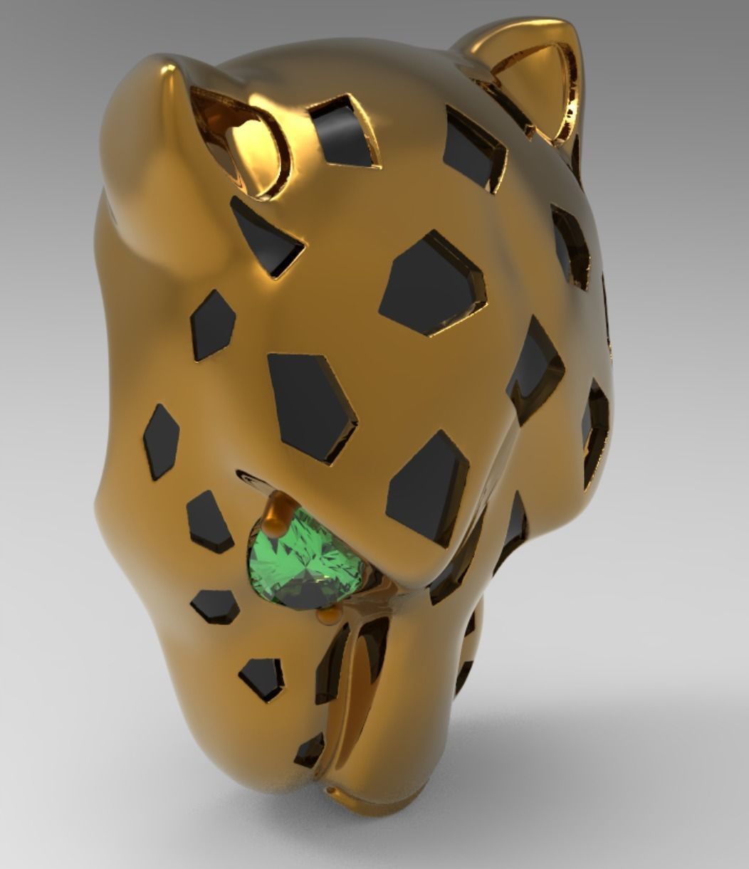 Panther Head Pendant chain behind 3D print model_11