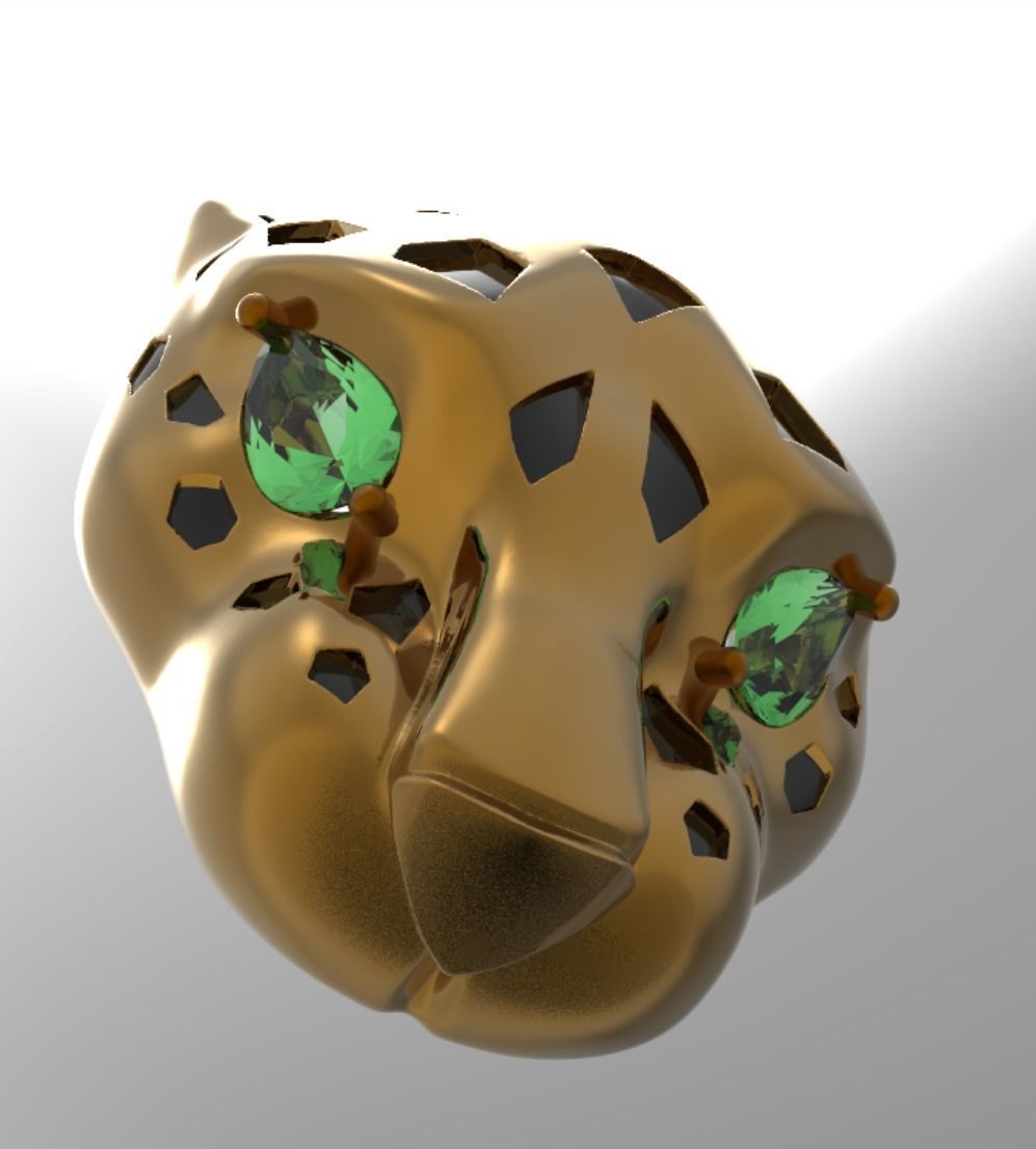 Panther Head Pendant chain behind 3D print model_10