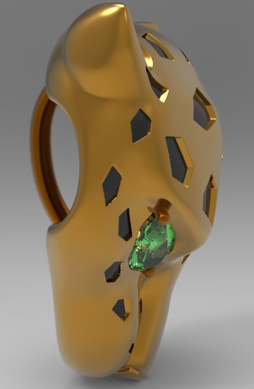 Panther Head Pendant chain behind 3D print model_3