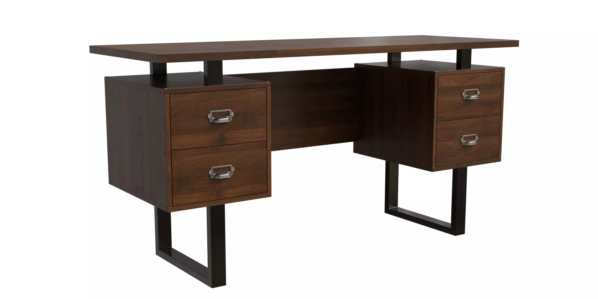 Writing Modern Office Desk With 4 Drawers Low-poly 3D model_0