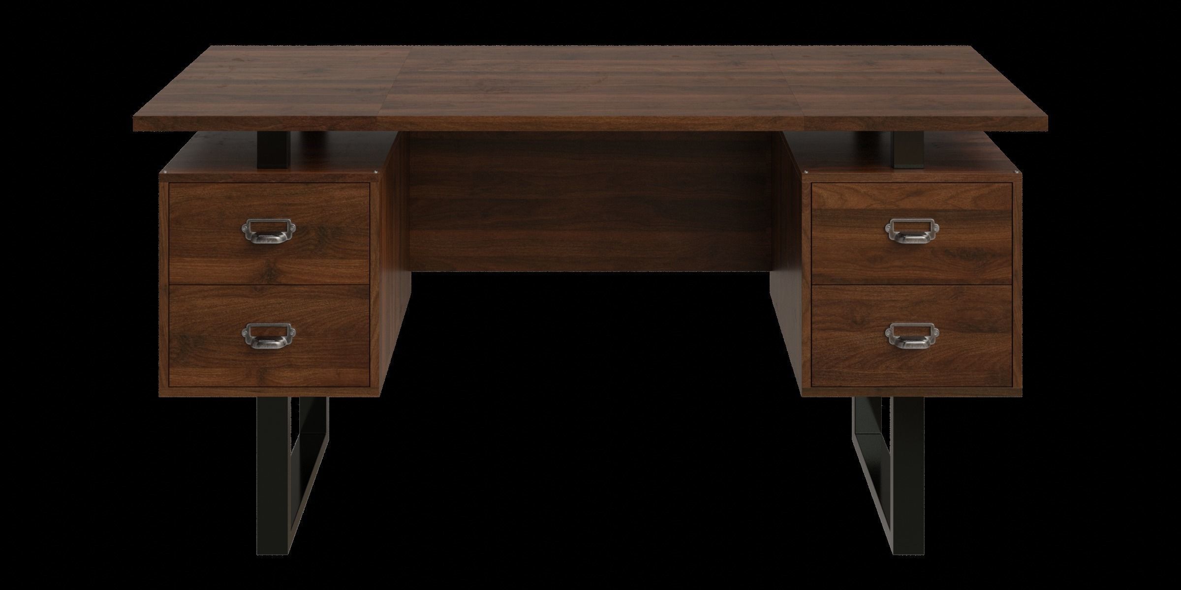 Writing Modern Office Desk With 4 Drawers Low-poly 3D model_10