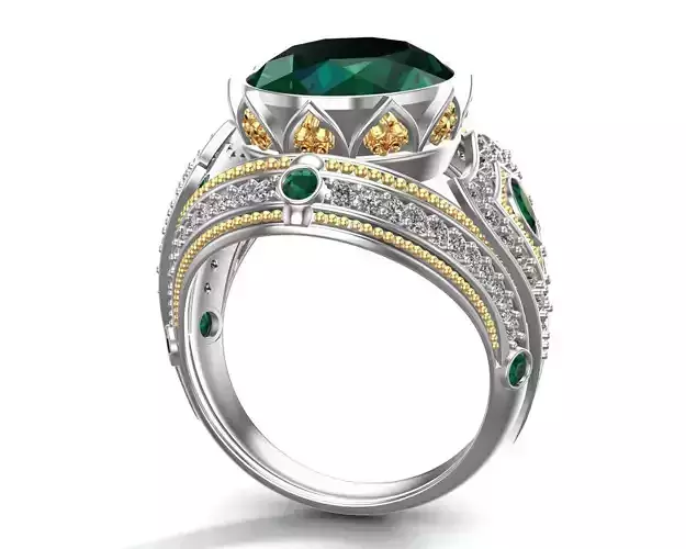 Turkish Green Oval Stone Gents Ring
