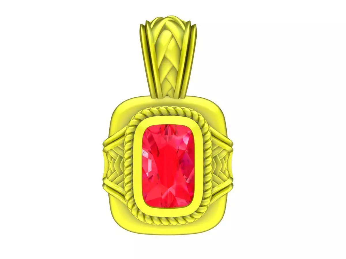 Luxury Rectangular Ruby Pendant for Men 5040 3D print model