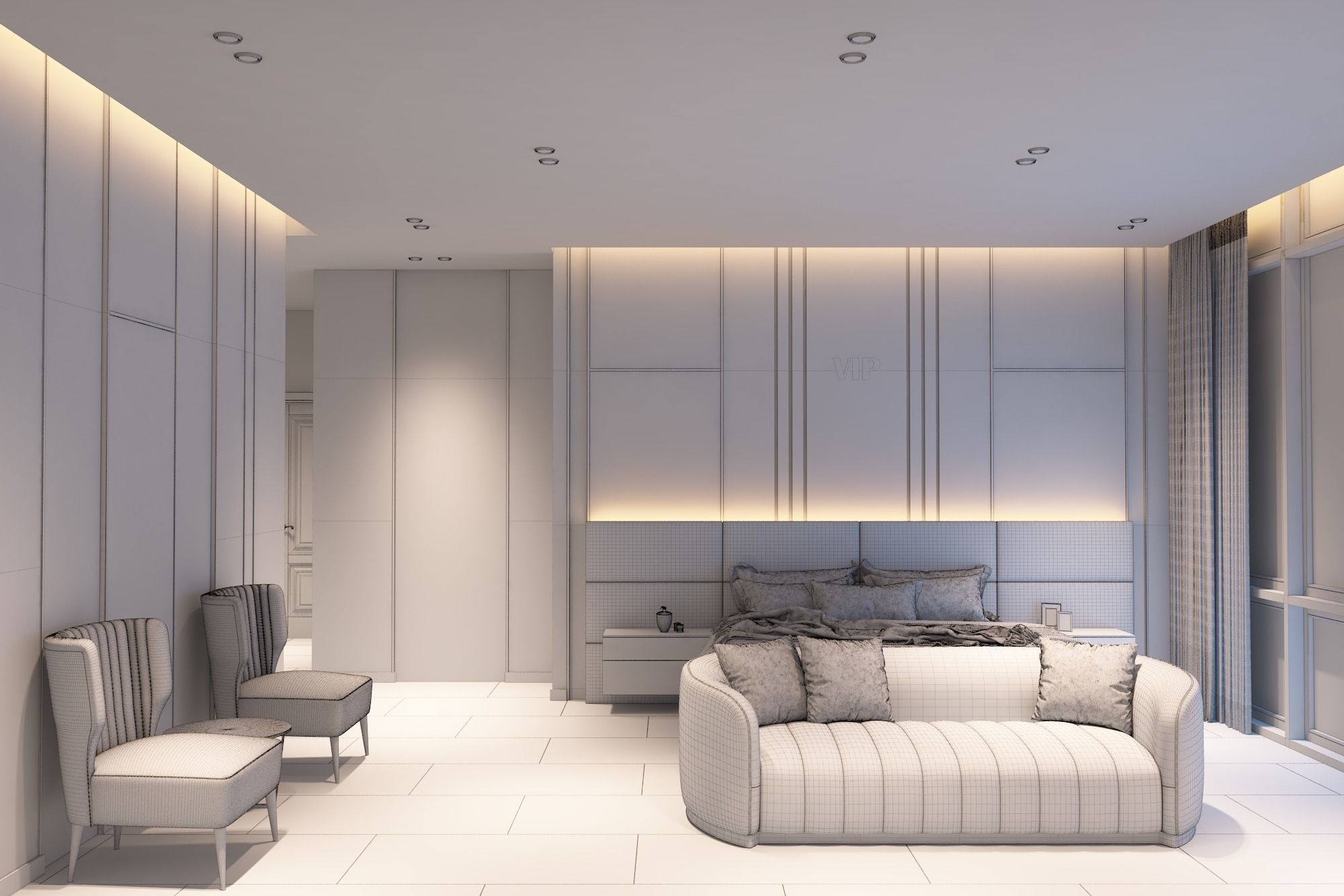 luxury master bedroom 3D model_7