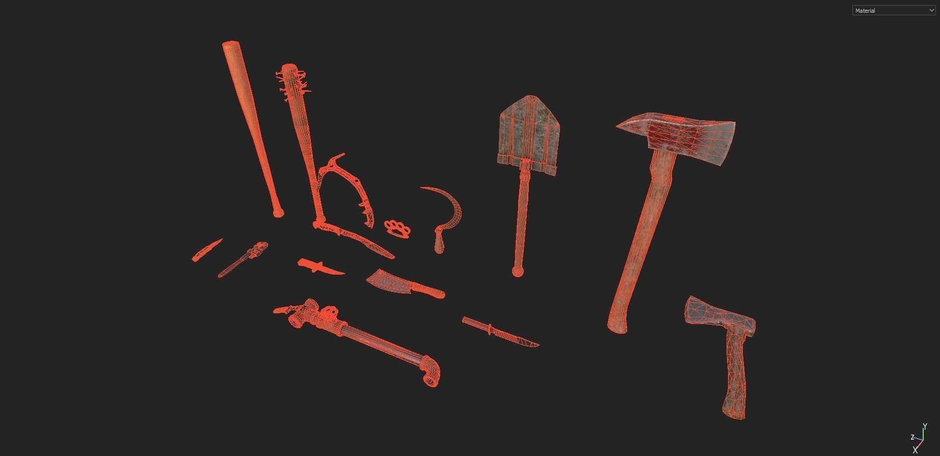 Melee Weapons pack 2 Low-poly 3D model_4