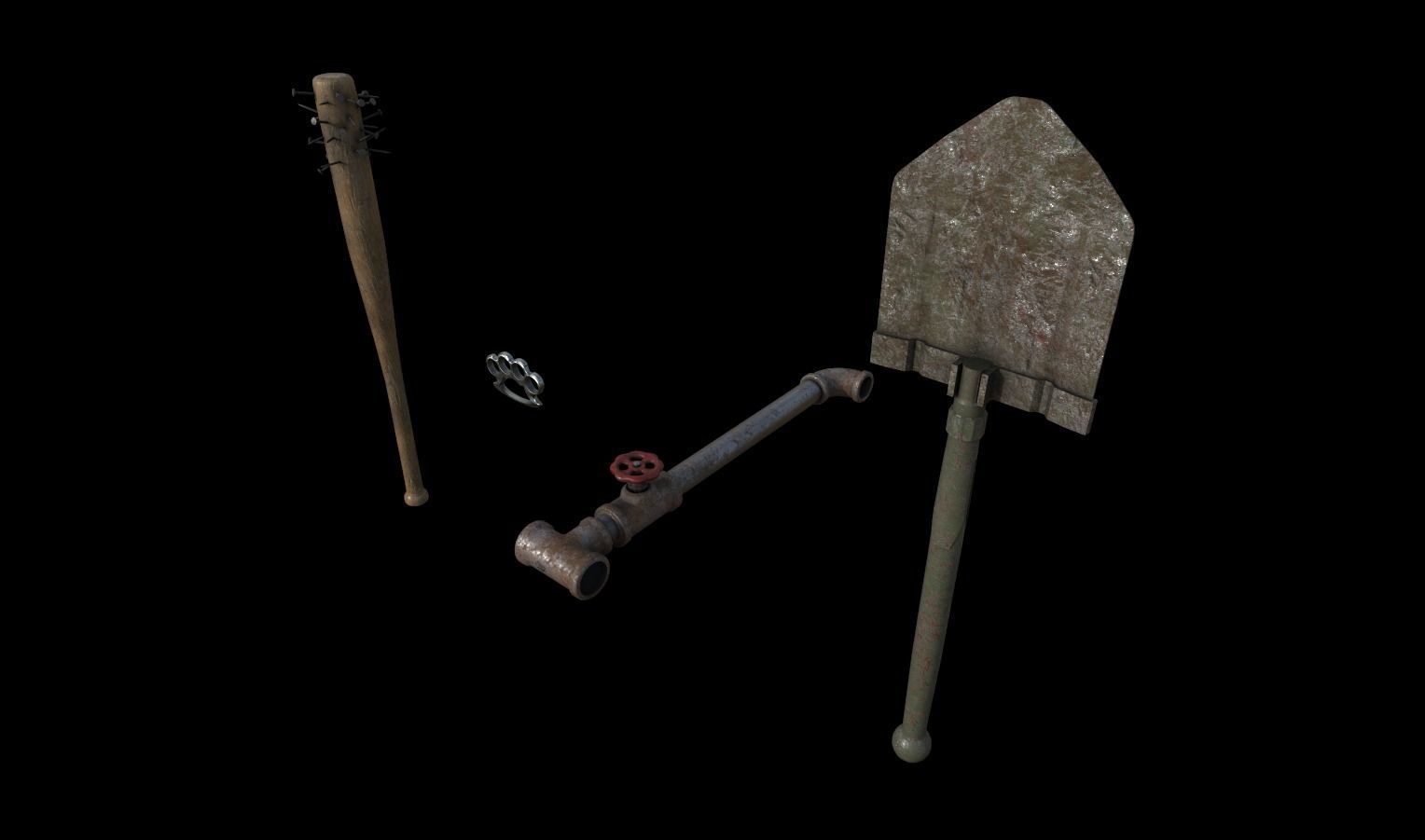 Melee Weapons pack 2 Low-poly 3D model_6