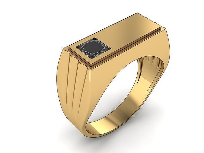 Men ring with a square stone Free 3D print model