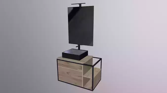 mirror with sink wall mount 3D