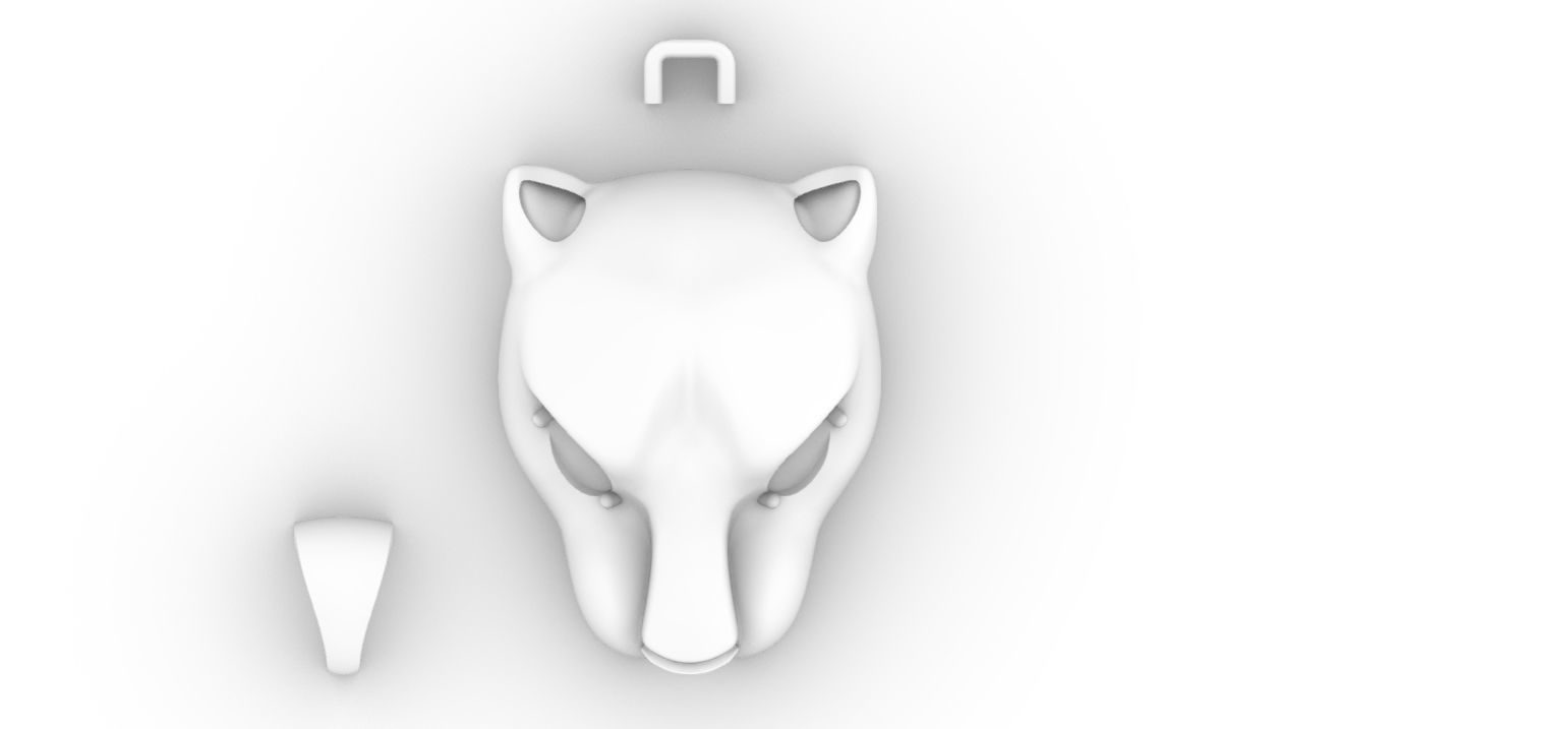 Panther Head Flat Pendant 3D print model_7