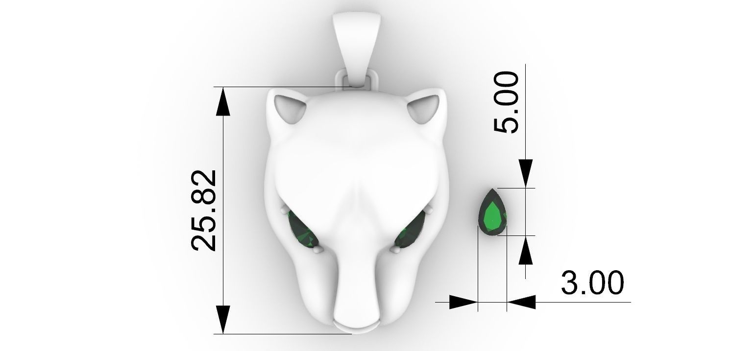 Panther Head Flat Pendant 3D print model_6