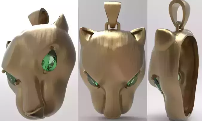 Panther Head Flat Pendant 3D print model
