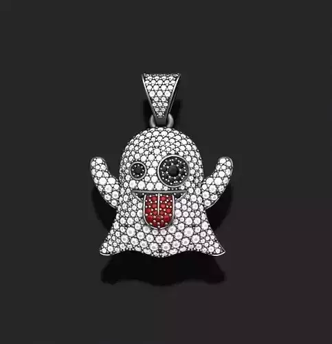 Ghost emoji pendant with gems