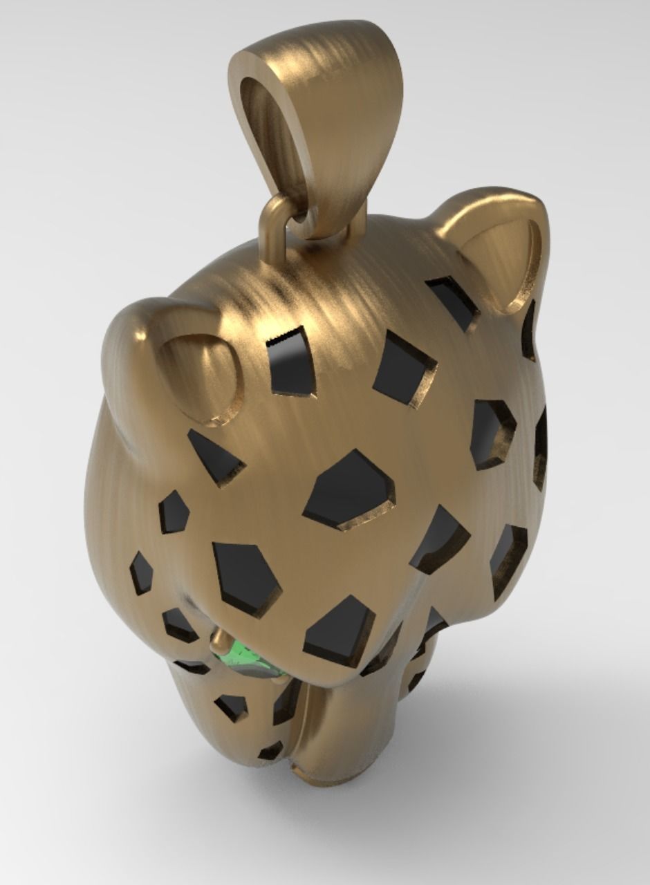 Panther Head Hollow Pendant 3D print model_11