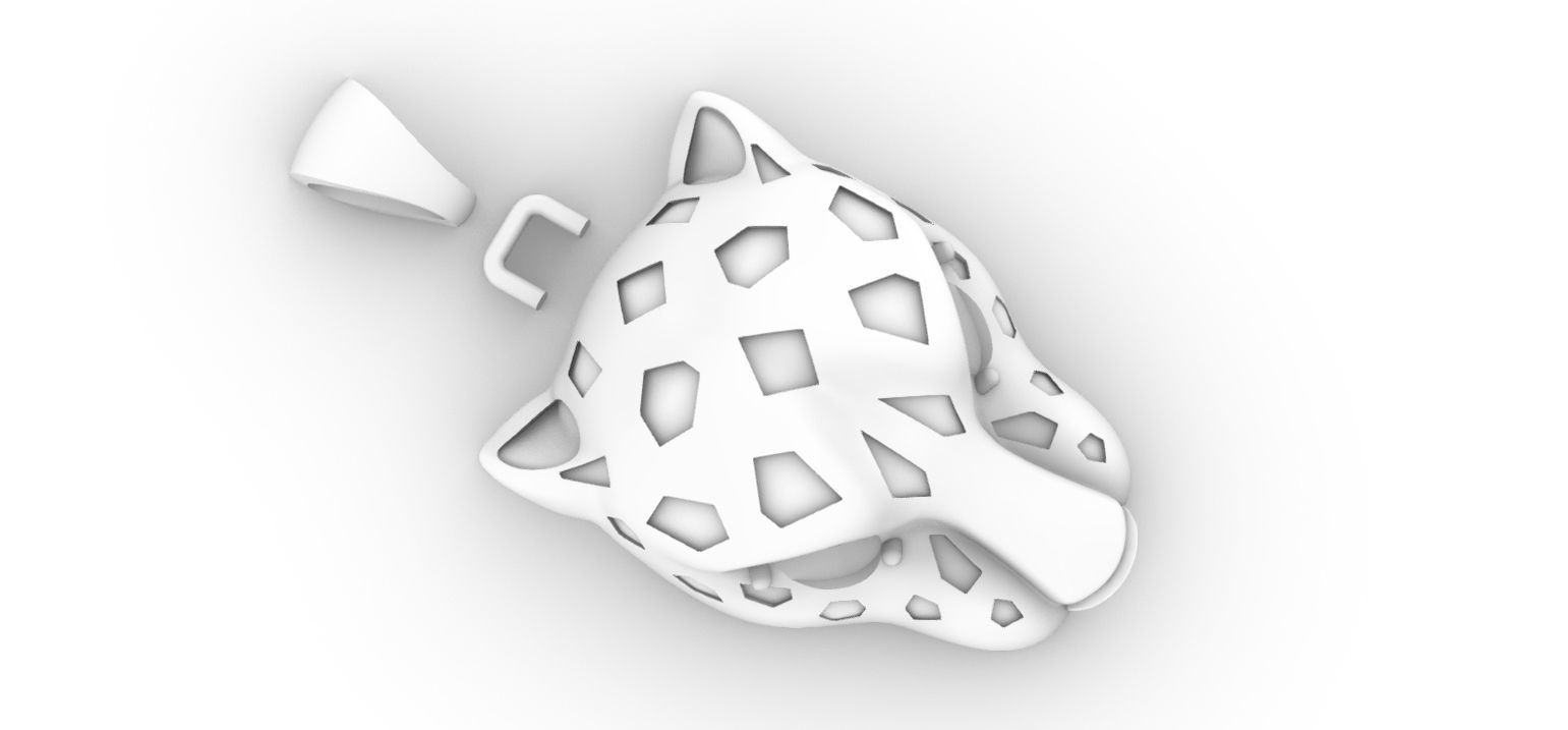 Panther Head Hollow Pendant 3D print model_14