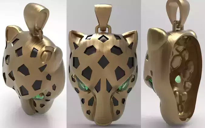 Panther Head Hollow Pendant 3D print model