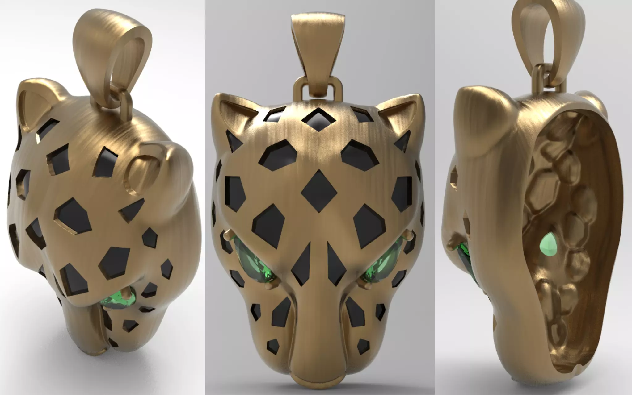 Panther Head Hollow Pendant 3D print model_0