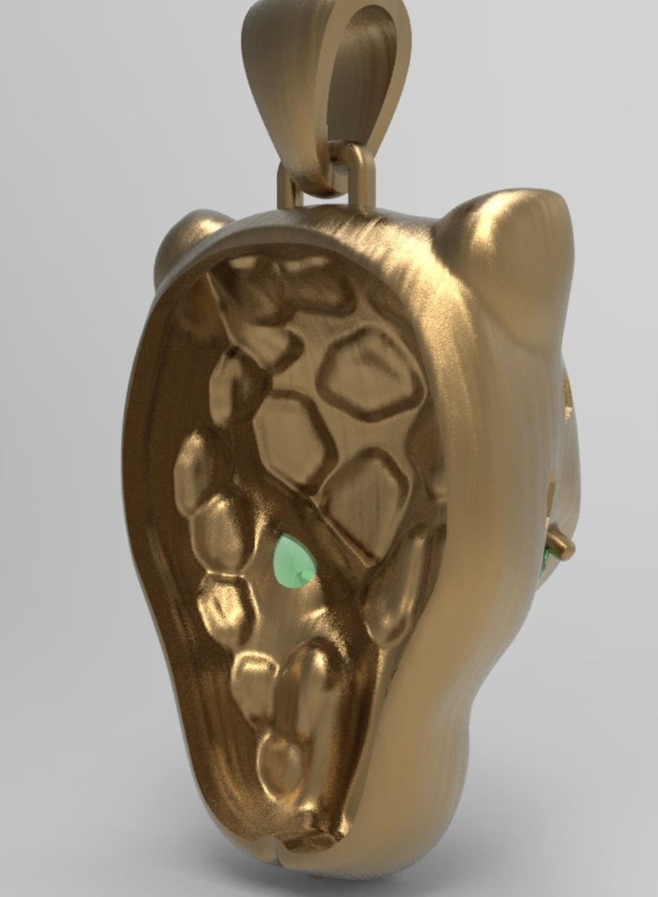 Panther Head Hollow Pendant 3D print model_4