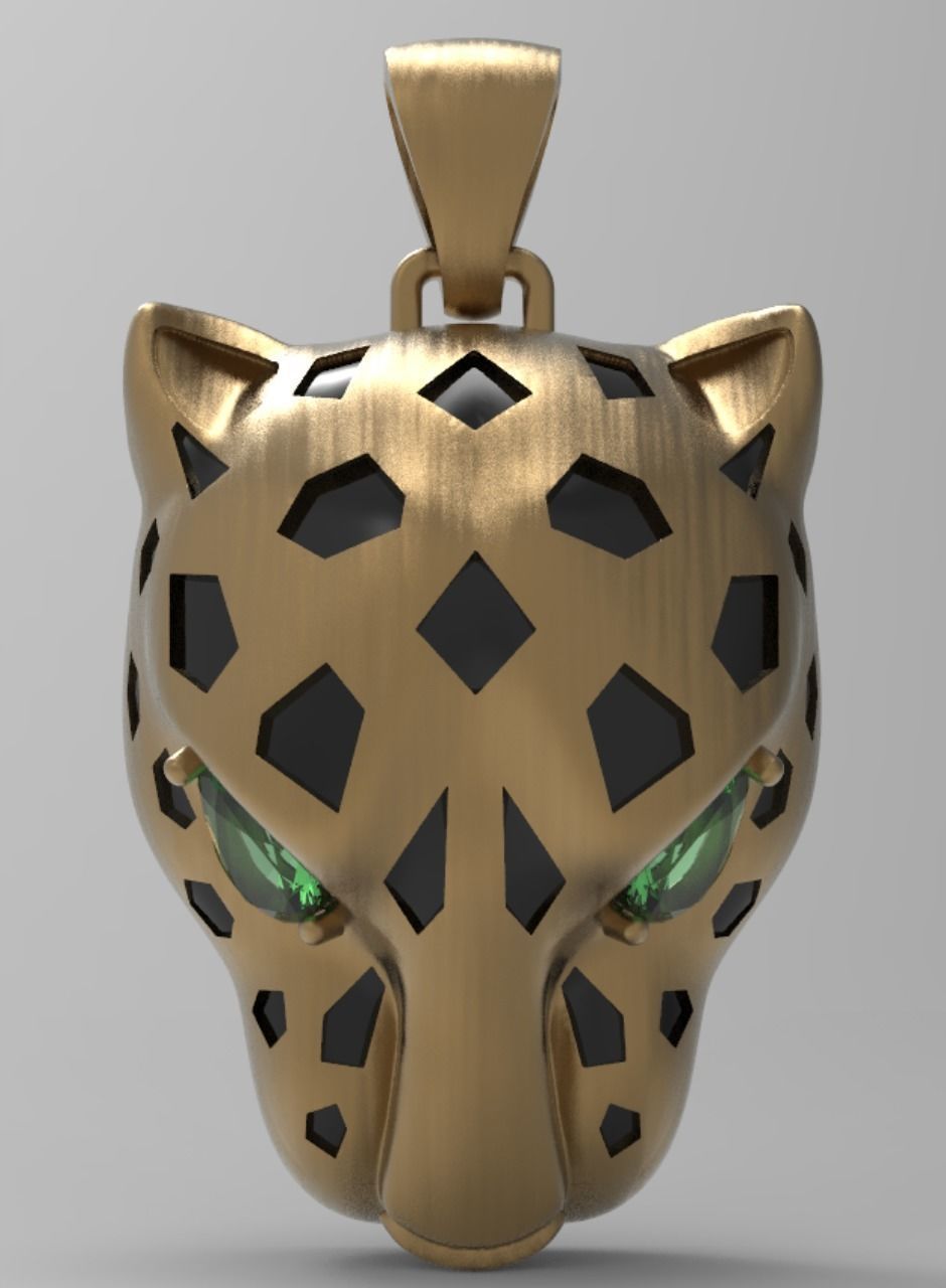 Panther Head Hollow Pendant 3D print model_1
