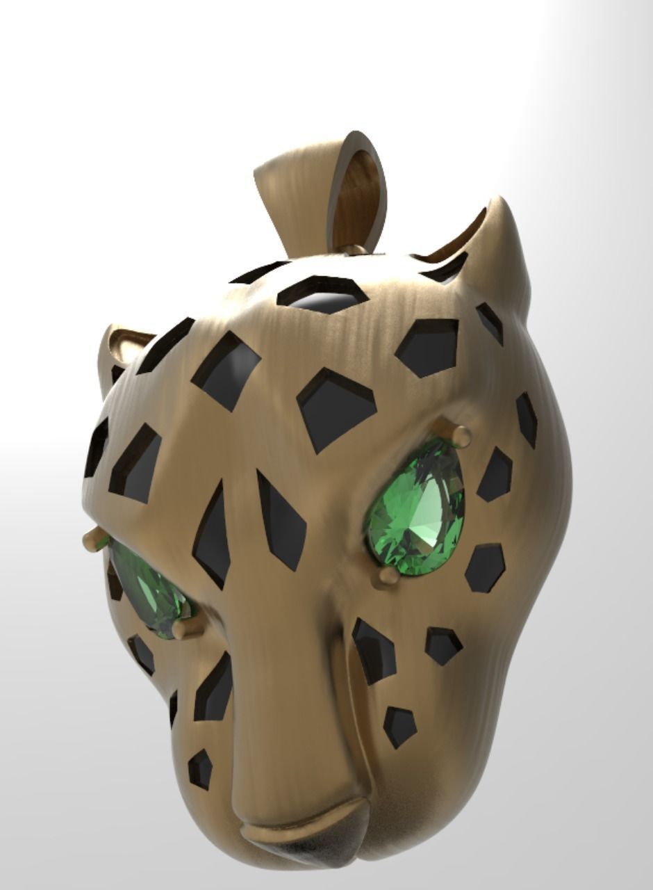 Panther Head Hollow Pendant 3D print model_9