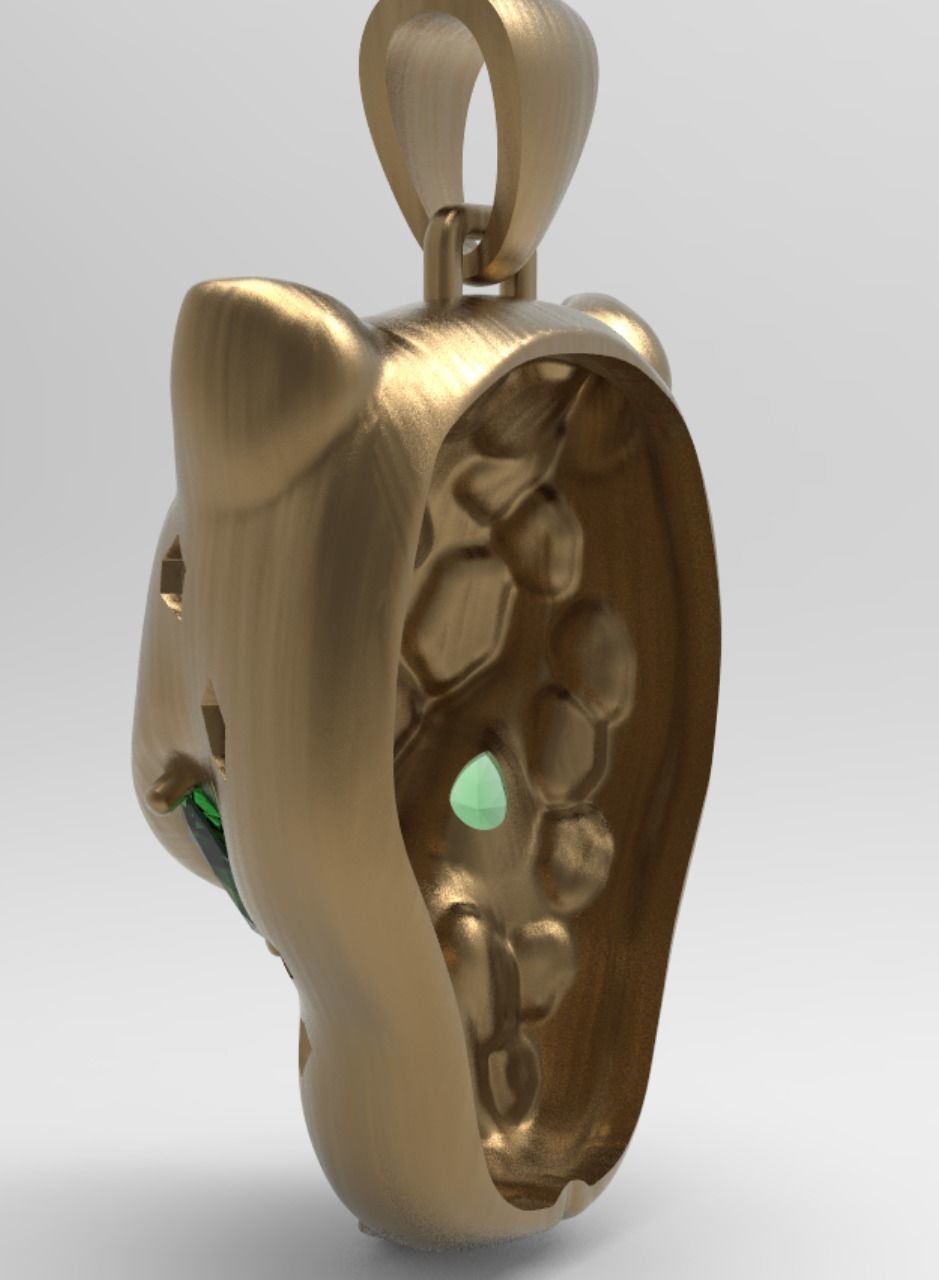 Panther Head Hollow Pendant 3D print model_7