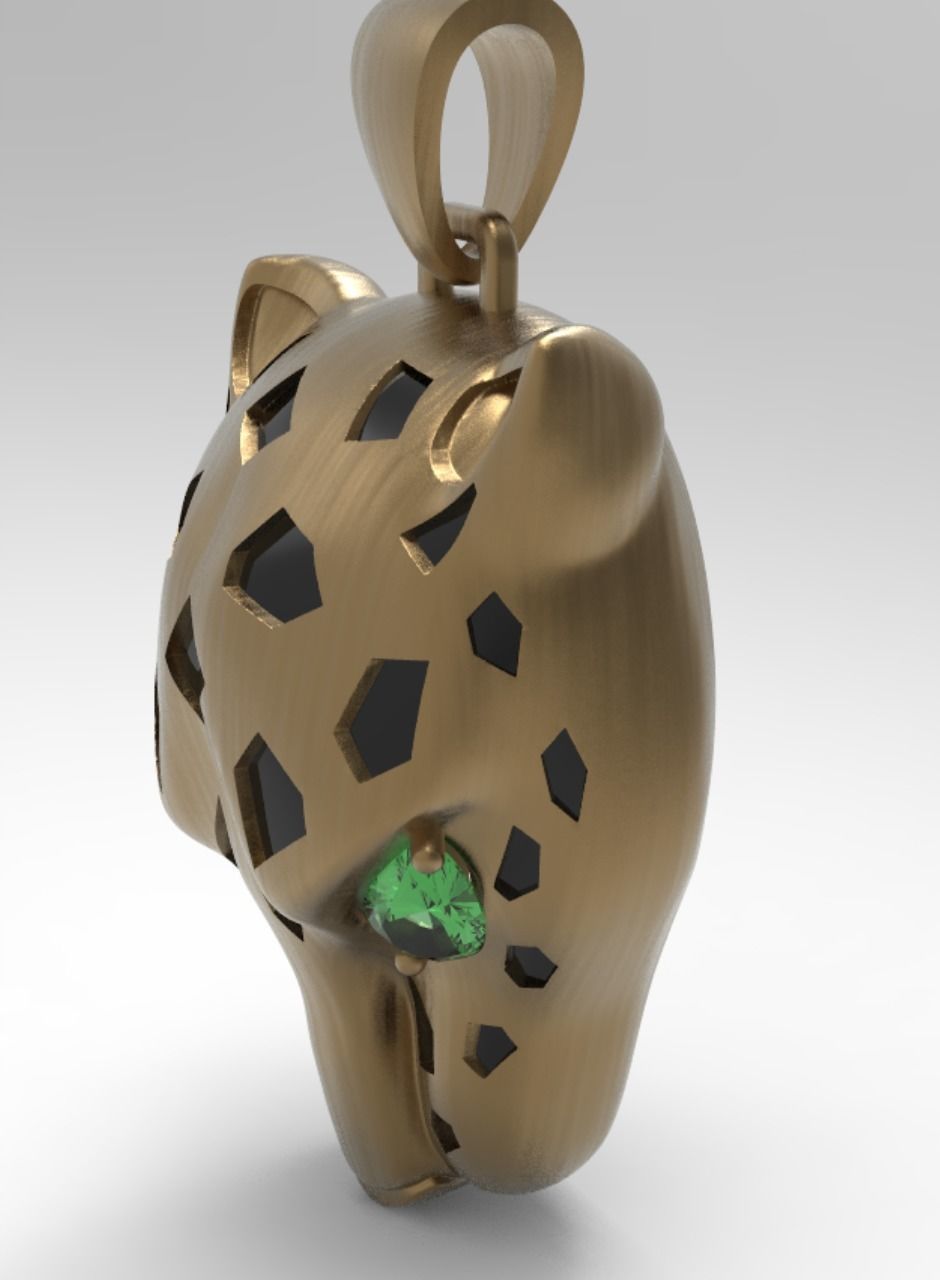Panther Head Hollow Pendant 3D print model_8
