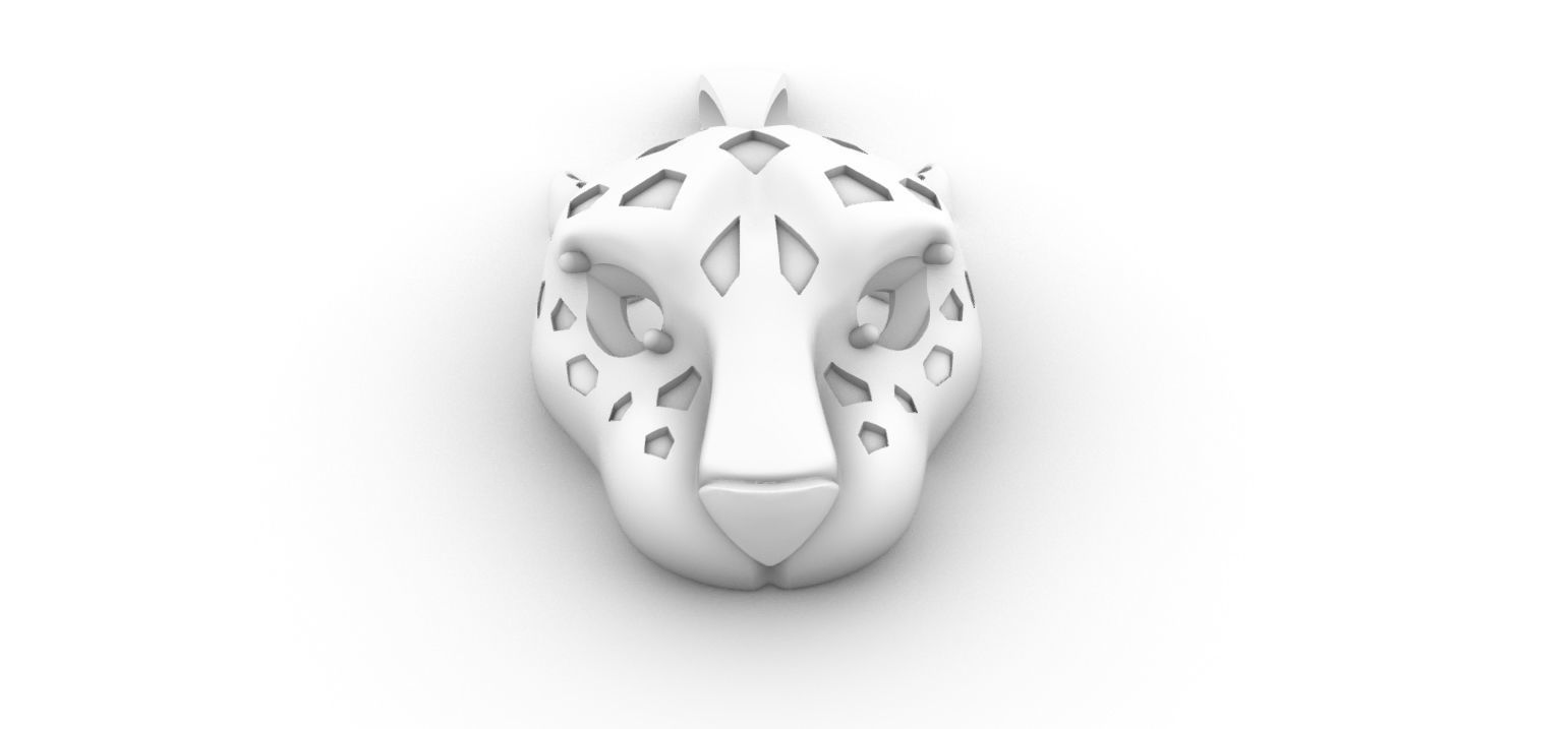 Panther Head Hollow Pendant 3D print model_15