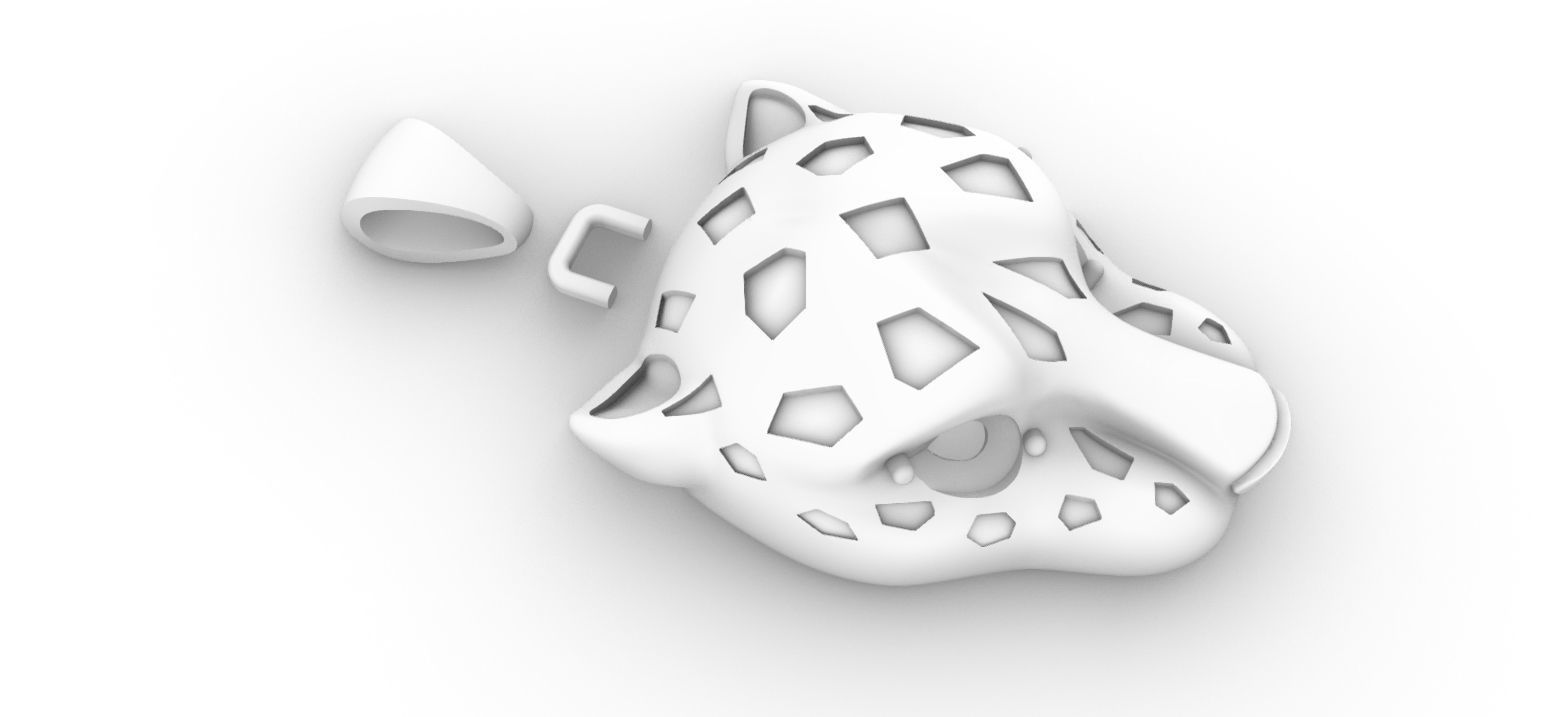 Panther Head Hollow Pendant 3D print model_13