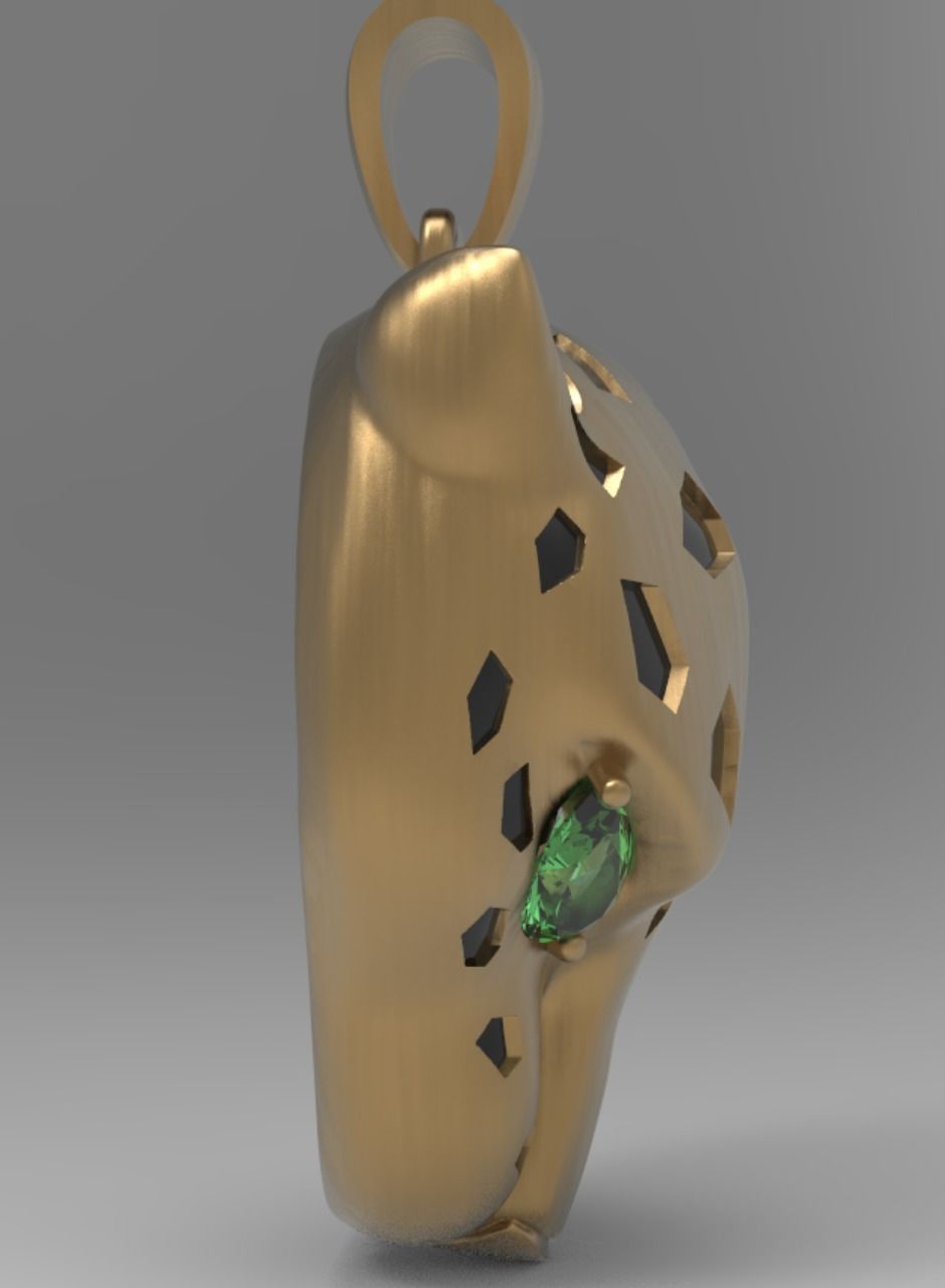 Panther Head Hollow Pendant 3D print model_3