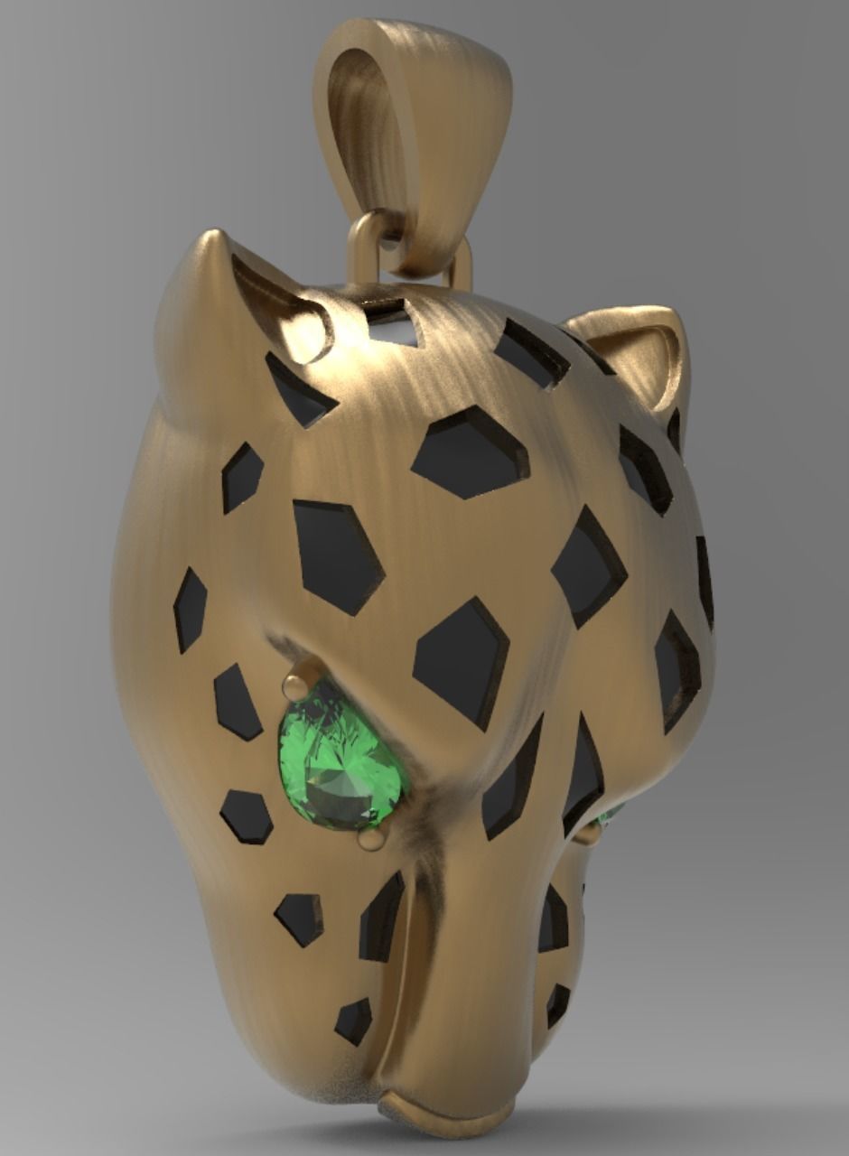 Panther Head Hollow Pendant 3D print model_2