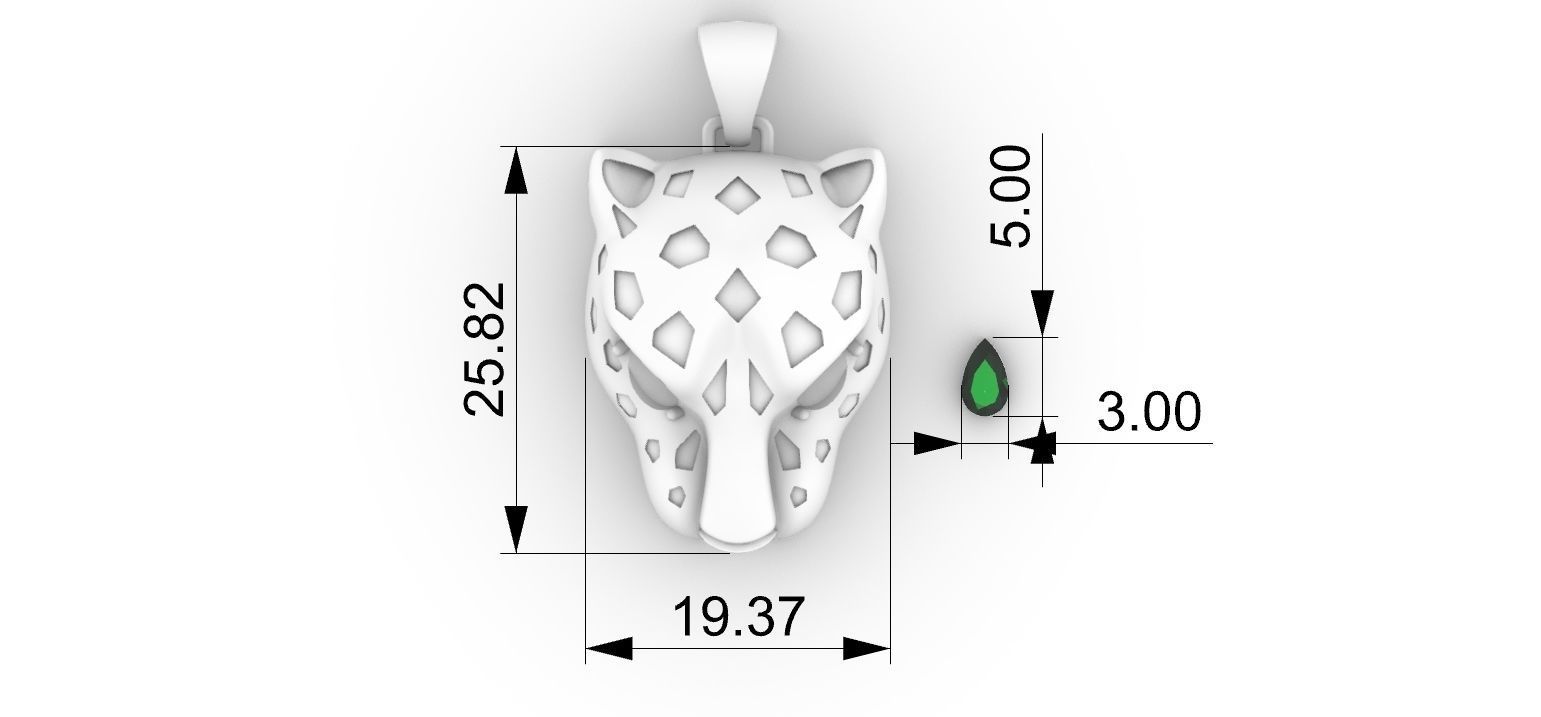 Panther Head Hollow Pendant 3D print model_6