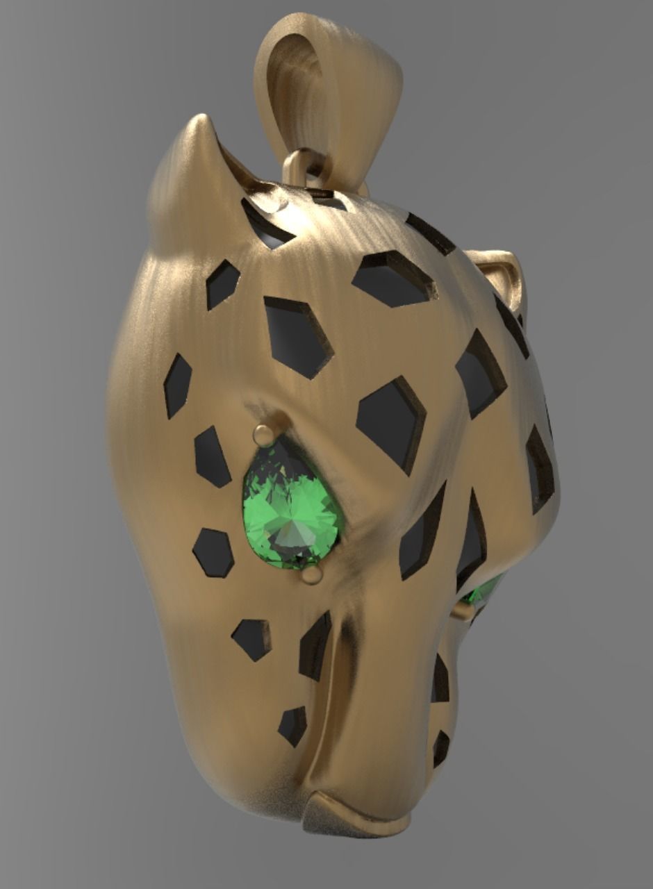 Panther Head Hollow Pendant 3D print model_10