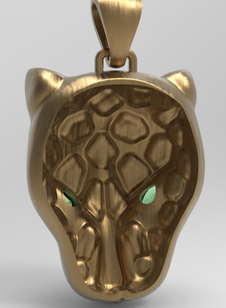 Panther Head Hollow Pendant 3D print model_5