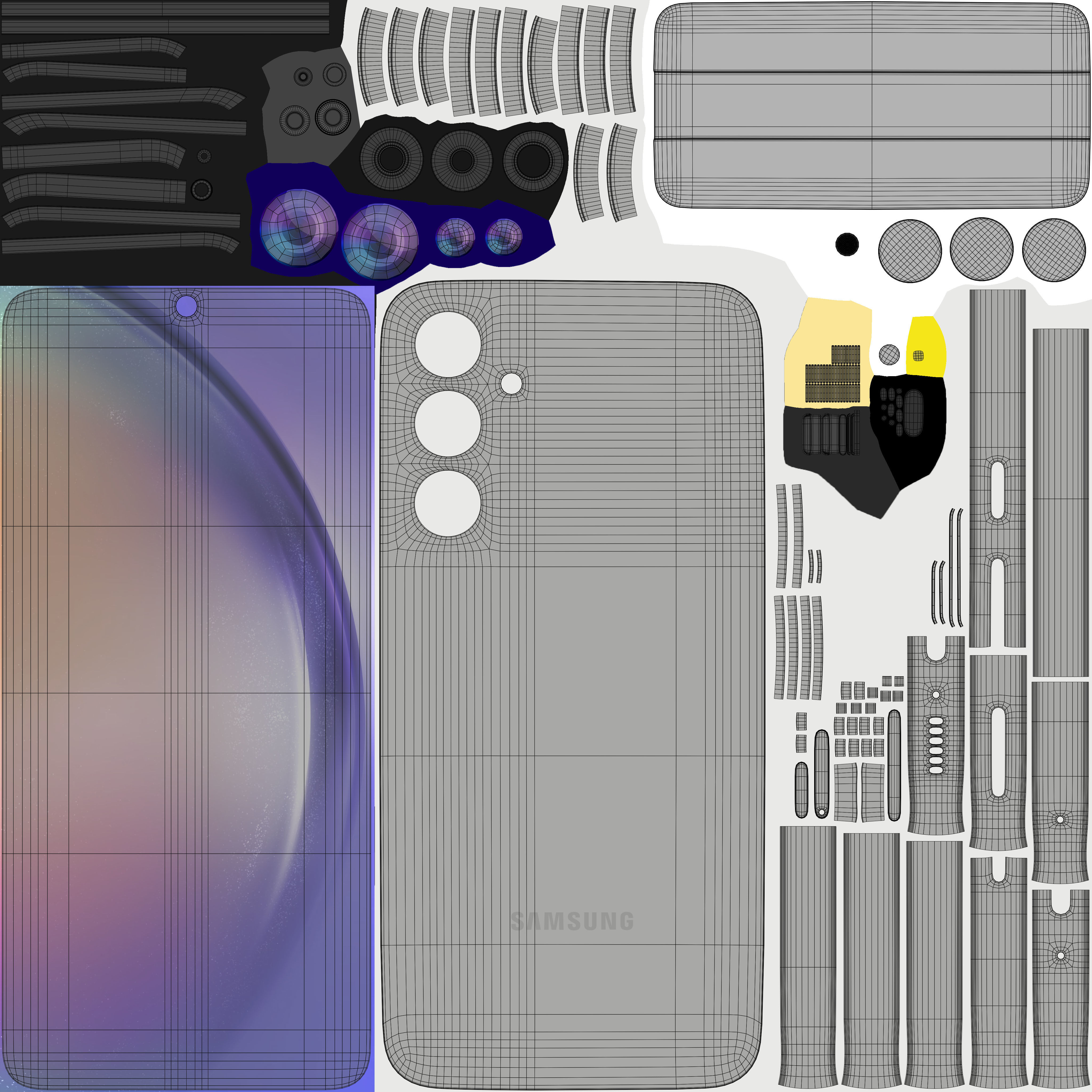 Samsung Galaxy A54 White Low-poly 3D model_9