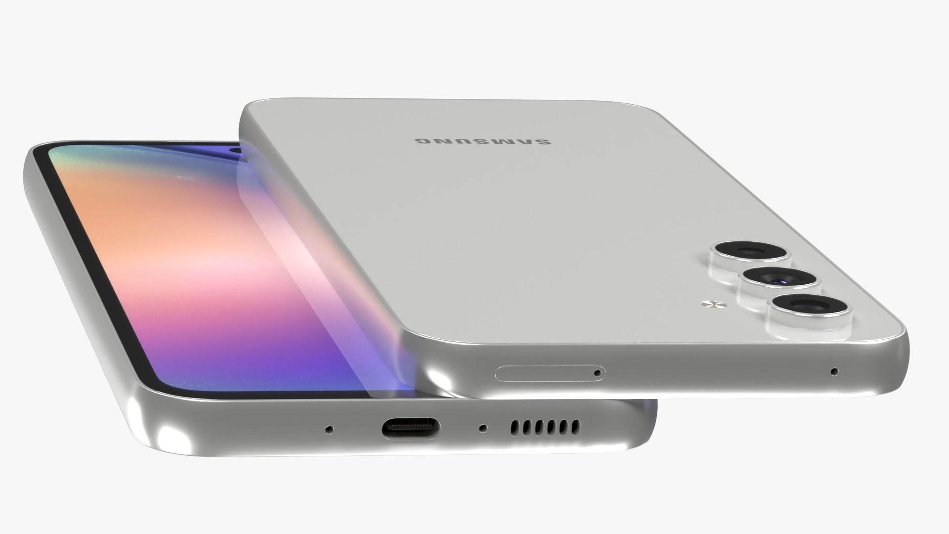 Samsung Galaxy A54 White Low-poly 3D model_5