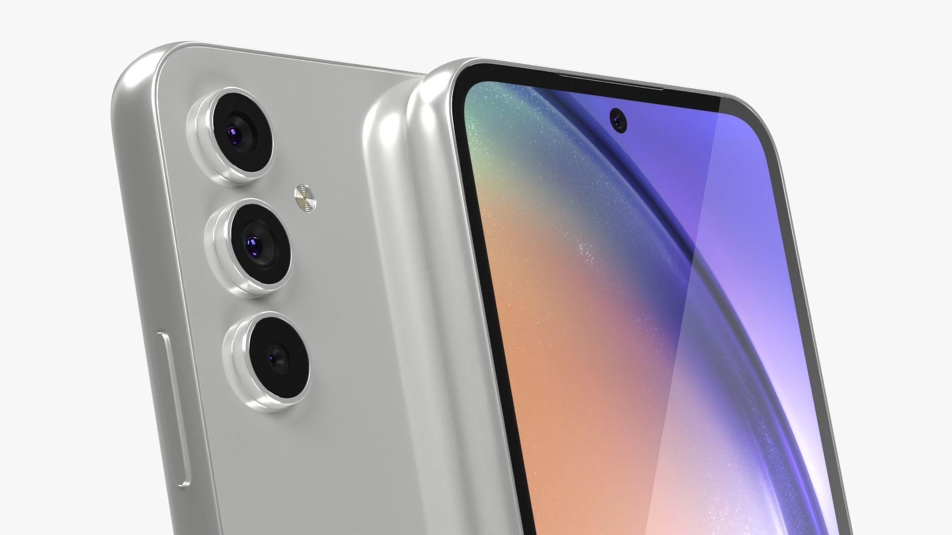 Samsung Galaxy A54 White Low-poly 3D model_2