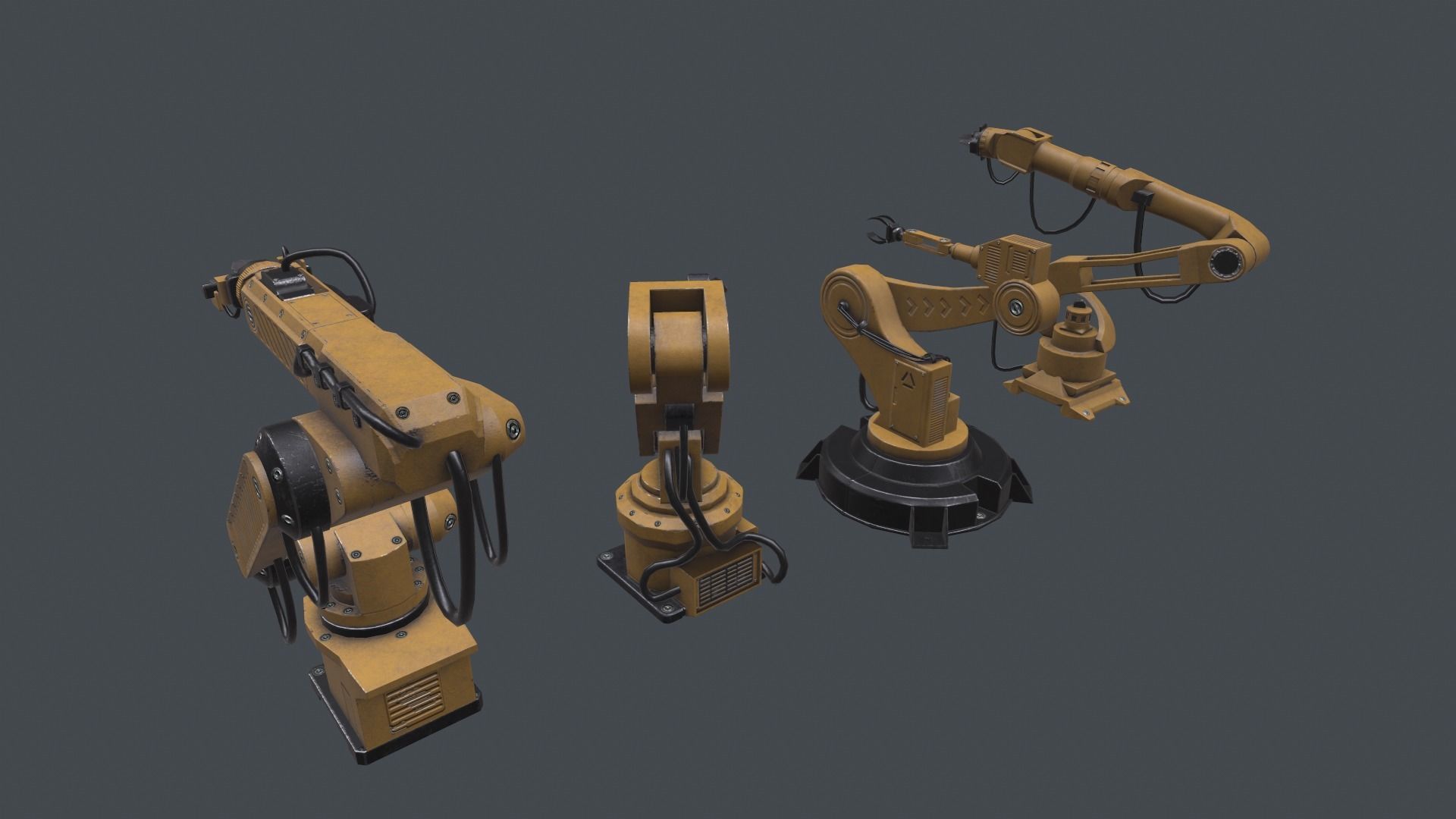 3D 4 Industrial Robots Set model Low-poly 3D model_1