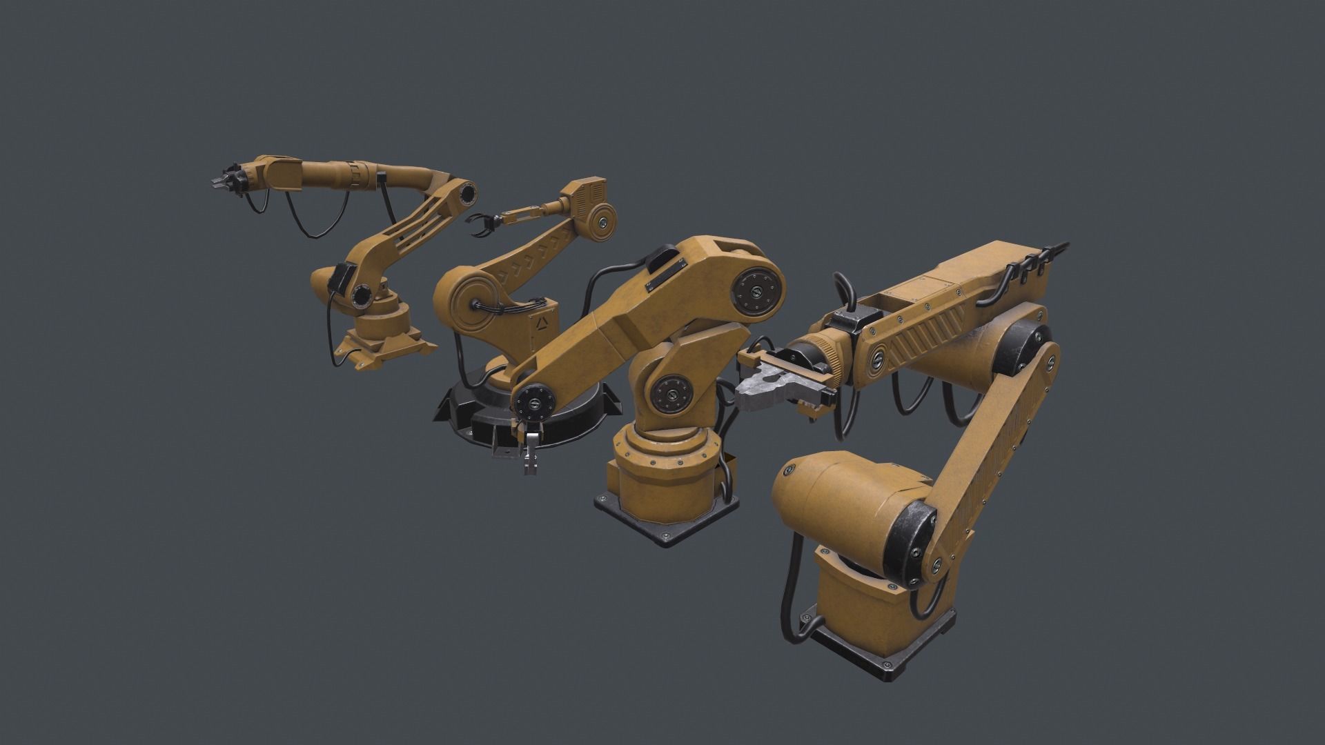 3D 4 Industrial Robots Set model Low-poly 3D model_2