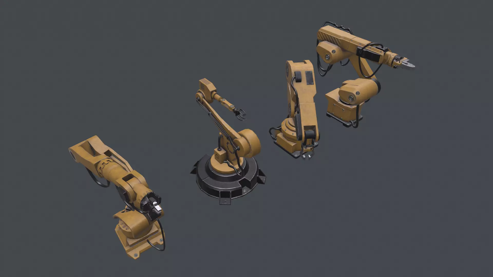 3D 4 Industrial Robots Set model Low-poly 3D model_0