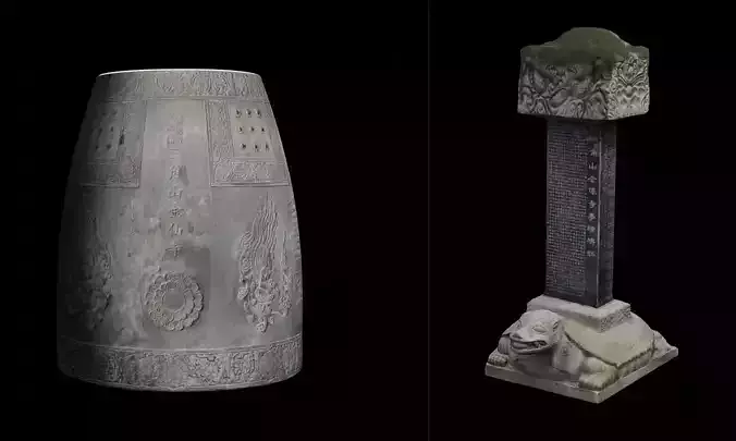 Pack of 2 3D Photo-Scanned Models  Game Design  Korean Buddhist