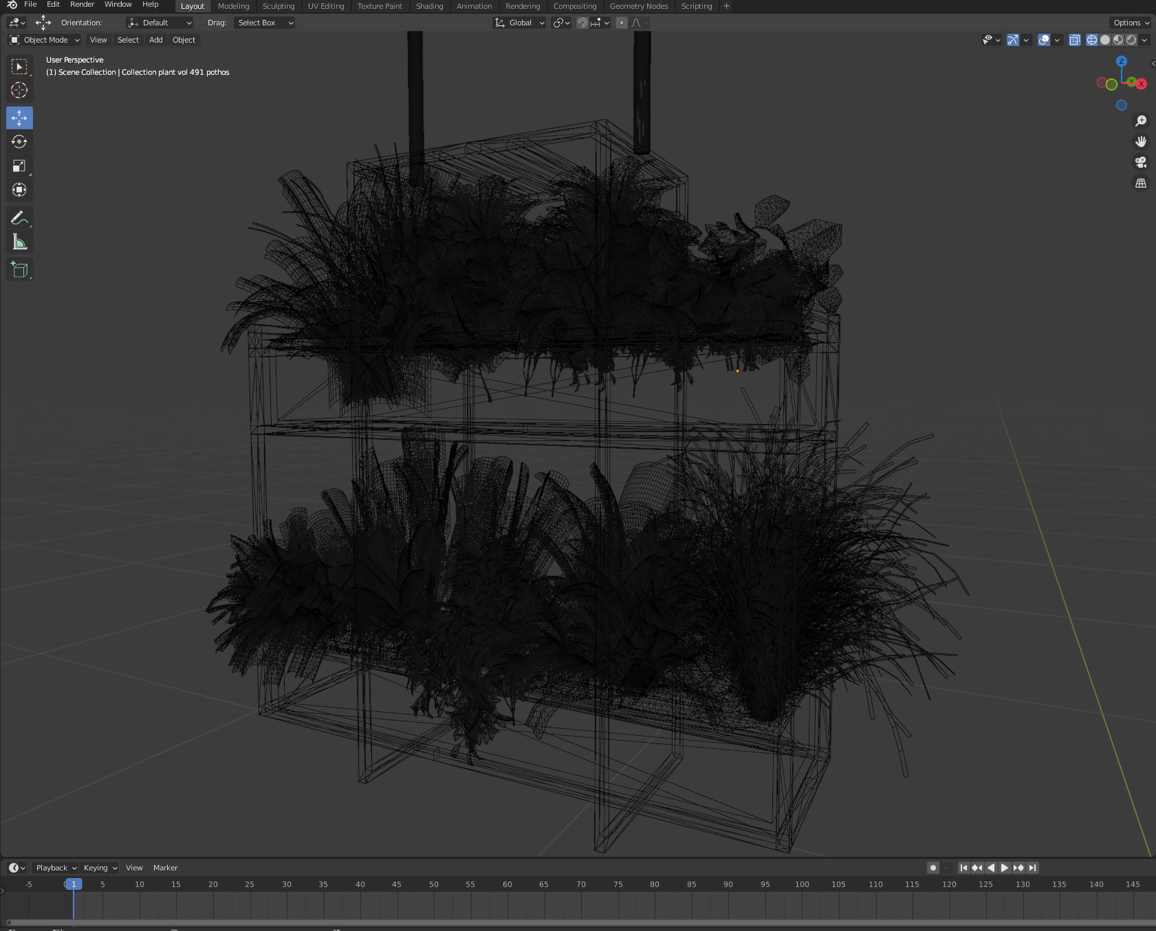 Collection plant vol 491 - hanging - bush - blender model 3D model_7
