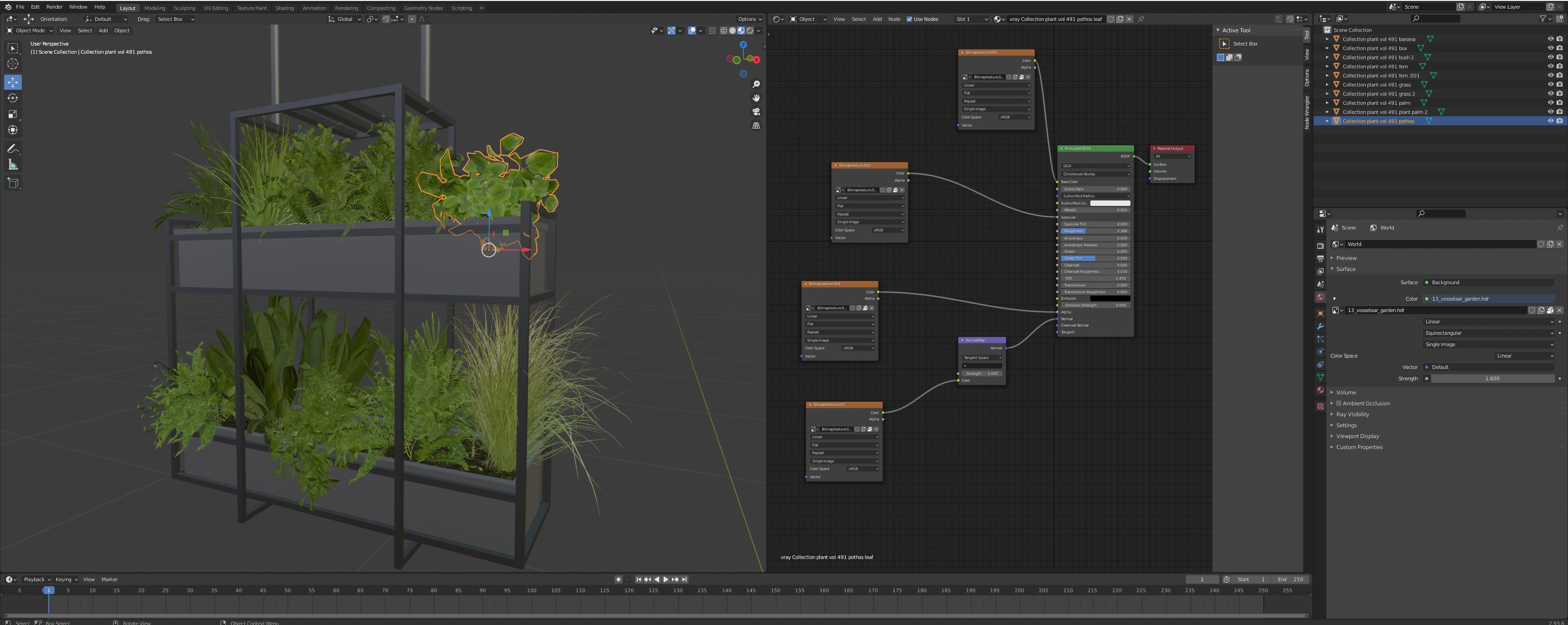 Collection plant vol 491 - hanging - bush - blender model 3D model_6