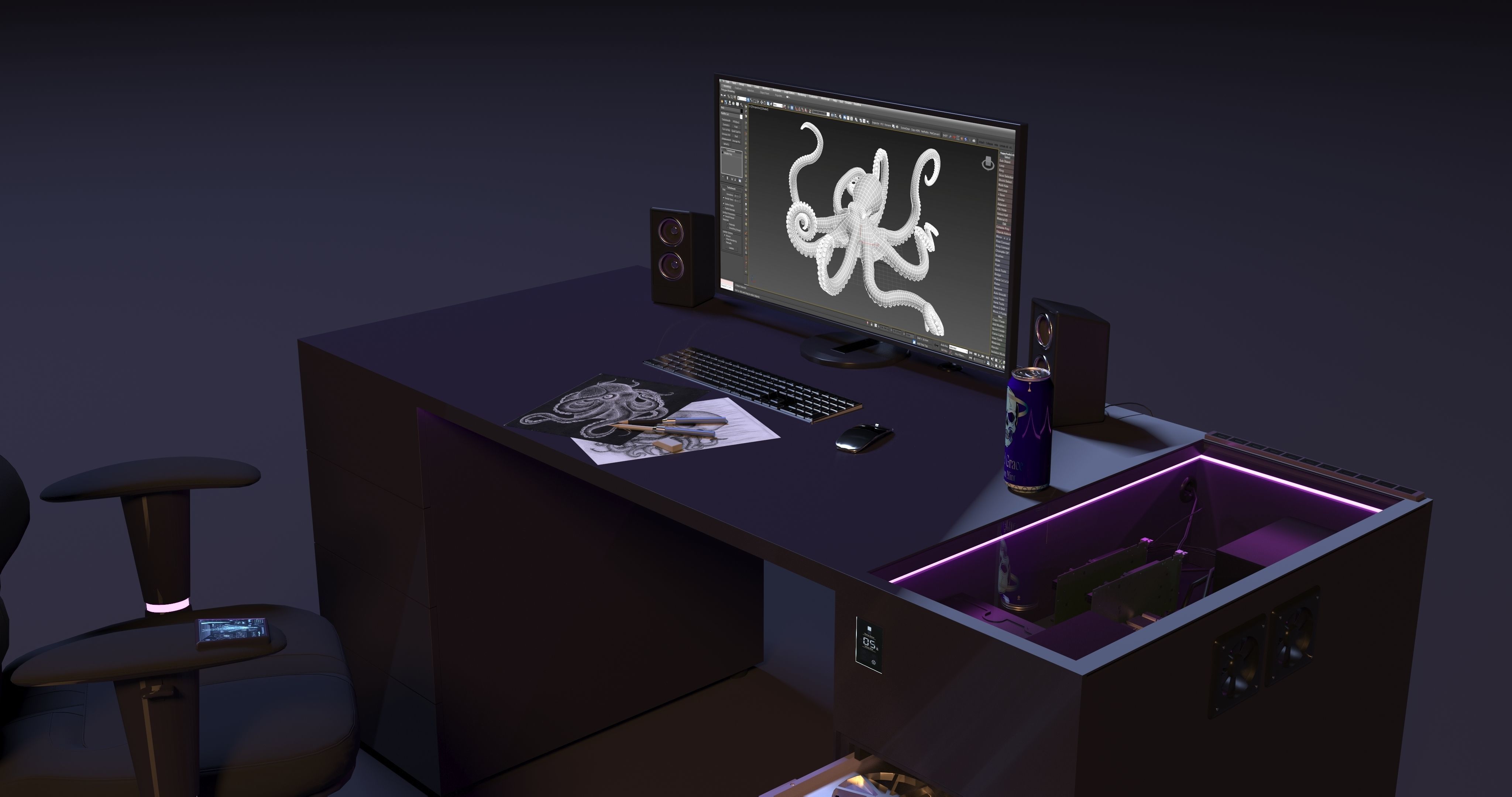 Designer workspace 3D model_1
