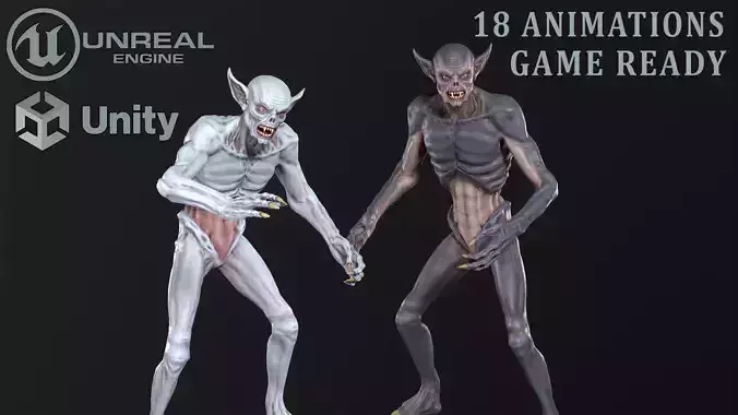 Inferior vampire Low-poly 3D model