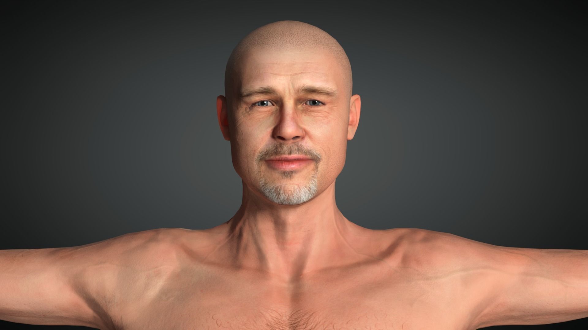 Man Brad Pitt Character Low-poly 3D model_2