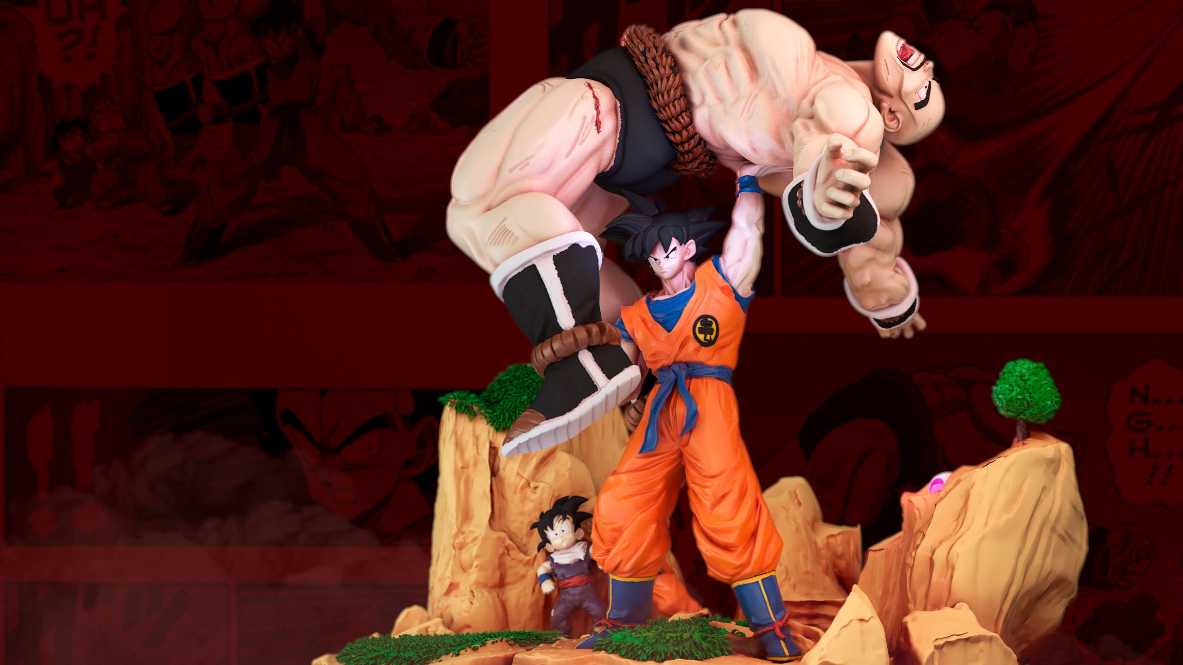 dragon ball Z goku vs nappa 3D model 3D printable CGTrader