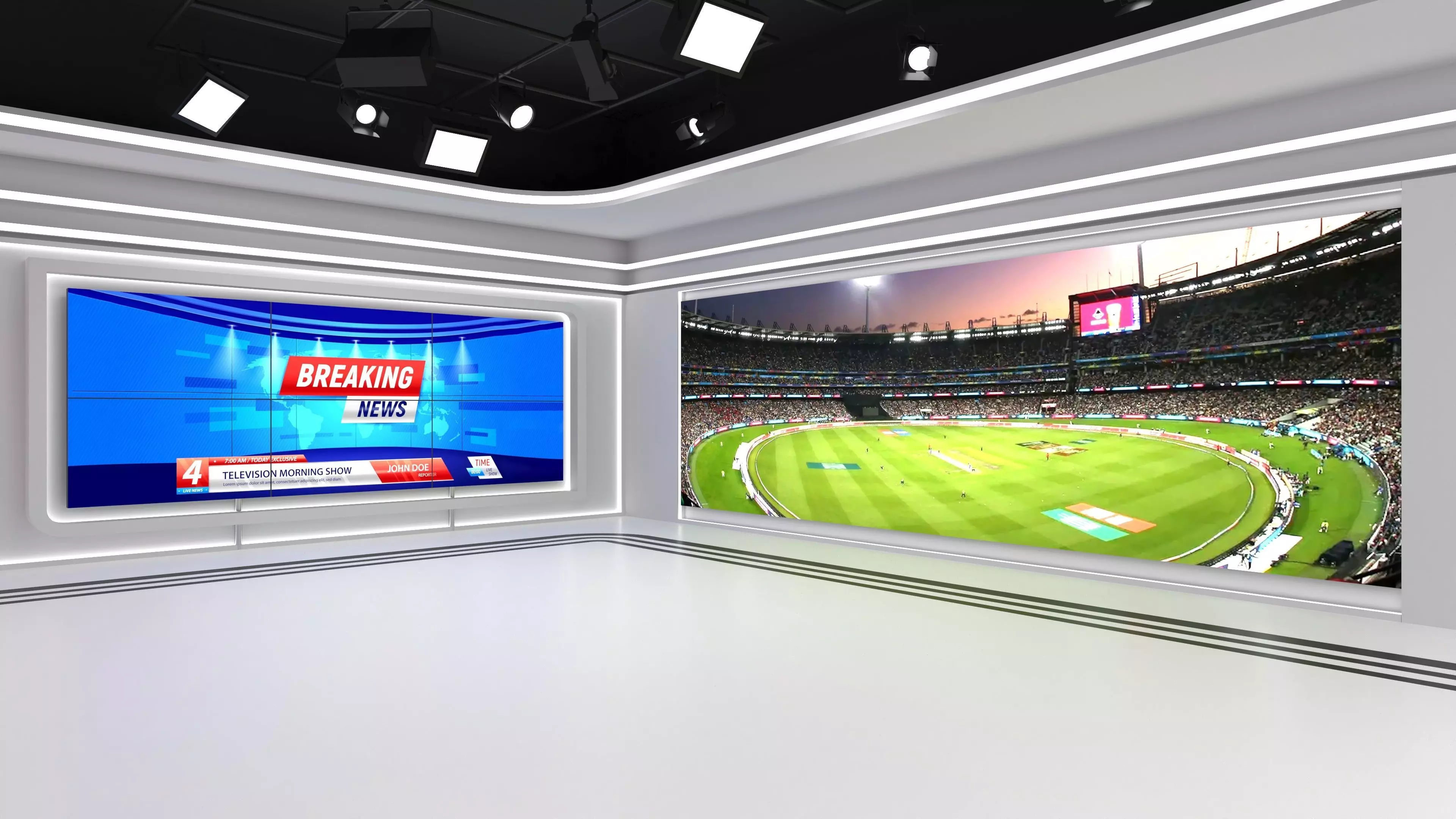 Virtual News Studio Low-poly 3D model